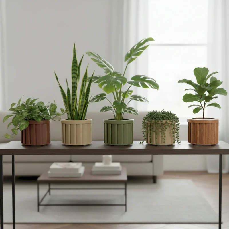 Round Strata Planter SM - Dark Brown - Image 11