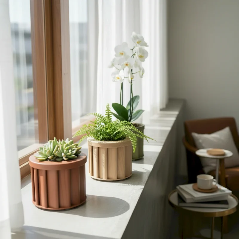Round Strata Planter SM - Dark Brown - Image 6