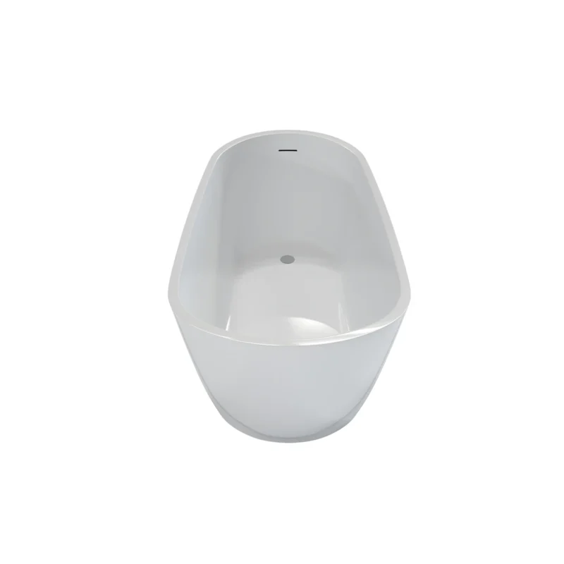 55" Acrylic Freestanding Bathtub, Deep Soaking Contemporary Stand Alone Bath Tub with Pop-up Drain & Integrated Overflow, Chrome-Finish Drain Cover, Glossy White GF-26A04-55 - Image 3