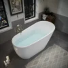 55" Acrylic Freestanding Bathtub, Deep Soaking Contemporary Stand Alone Bath Tub with Pop-up Drain & Integrated Overflow, Chrome-Finish Drain Cover, Glossy White GF-26A04-55 - Image 14