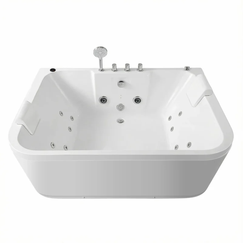 KORRA 61 Inch Acrylic Whirlpool Massage Bathtub for 2 Person 16 Water Jets LED Lights Heater for Jacuzzi Spa Massage  - Image 7