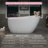 55" Acrylic Freestanding Bathtub, Deep Soaking Contemporary Stand Alone Bath Tub with Pop-up Drain & Integrated Overflow, Chrome-Finish Drain Cover, Glossy White GF-26A04-55 - Image 13