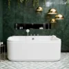 KORRA 61 Inch Acrylic Whirlpool Massage Bathtub for 2 Person 16 Water Jets LED Lights Heater for Jacuzzi Spa Massage  - Image 5