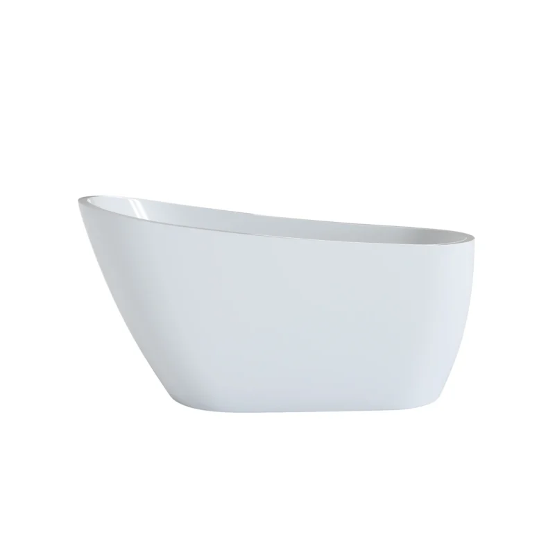 55" Acrylic Freestanding Bathtub, Deep Soaking Contemporary Stand Alone Bath Tub with Pop-up Drain & Integrated Overflow, Chrome-Finish Drain Cover, Glossy White GF-26A04-55 - Image 9
