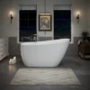 55" Acrylic Freestanding Bathtub, Deep Soaking Contemporary Stand Alone Bath Tub with Pop-up Drain & Integrated Overflow, Chrome-Finish Drain Cover, Glossy White GF-26A04-55 - Image 8