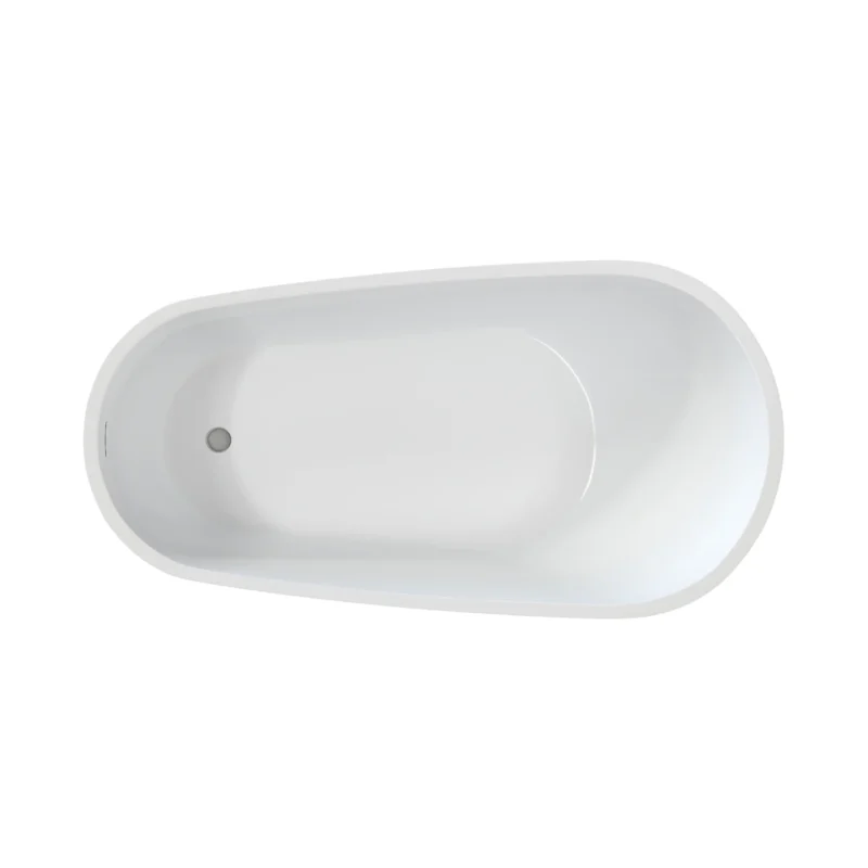 55" Acrylic Freestanding Bathtub, Deep Soaking Contemporary Stand Alone Bath Tub with Pop-up Drain & Integrated Overflow, Chrome-Finish Drain Cover, Glossy White GF-26A04-55 - Image 6