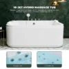 KORRA 61 Inch Acrylic Whirlpool Massage Bathtub for 2 Person 16 Water Jets LED Lights Heater for Jacuzzi Spa Massage  - Image 11