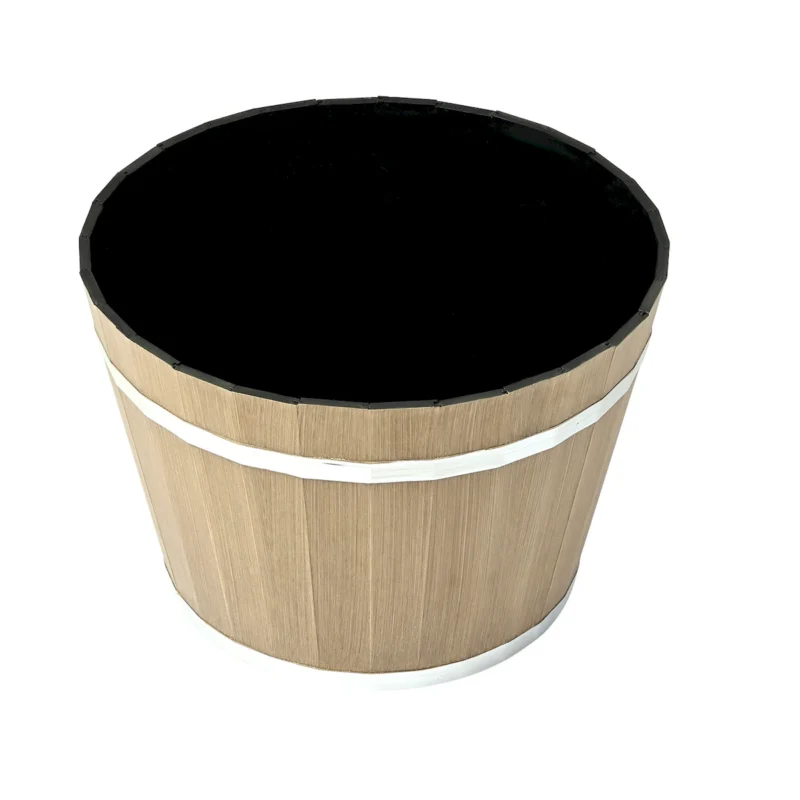 Resin Whiskey Barrel Planter Garden Flower Plant Pot 11.81 x 11.81 x 8.27 in - Image 2