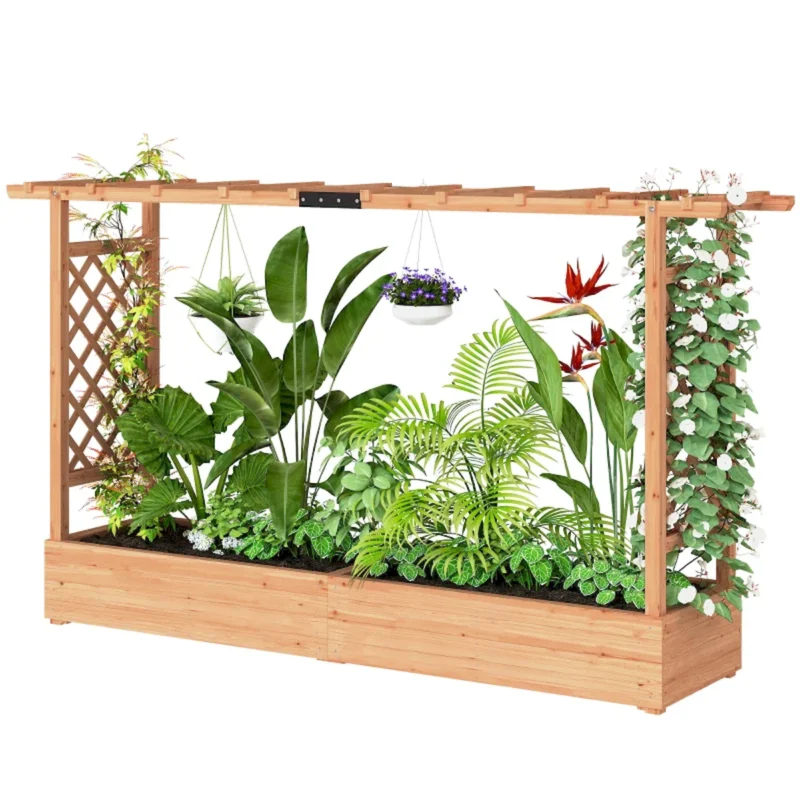 Wooden Planter Box,Trellis Planter,Raised Garden Bed - Image 4