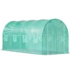 Walk-in Tunnel Greenhouse, 14.8 x 6.6 x 6.6 ft Portable Plant Hot House w/ Galvanized Steel Hoops, 1 Top Beam, Diagonal Poles, Zippered Door & 8 Roll-up Windows, Green - Image 12