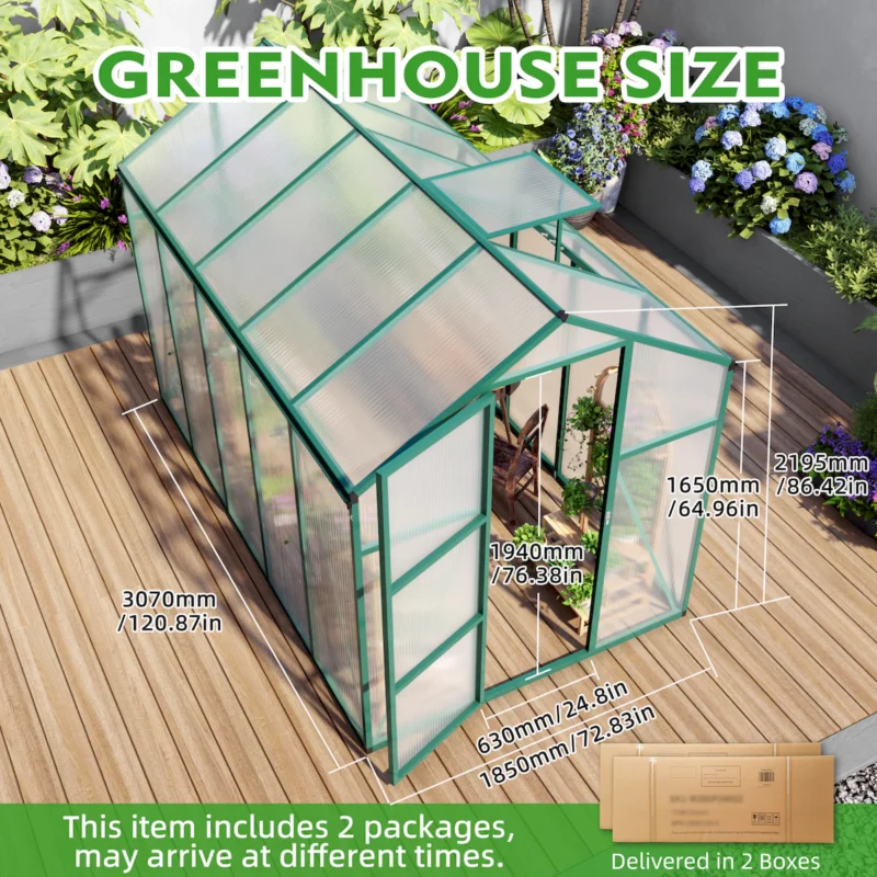 Newly marketed Gain height windproofaluminum greenhouse 6x10 FT Polycarbonate Greenhouse Raised Base and Anchor Aluminum Heavy Duty Walk-in Greenhouses for Outdoor Backyard in All Season - Image 13