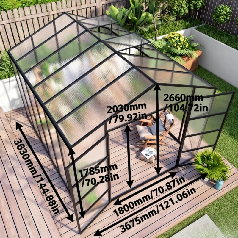 Newly marketed Gain height windproofaluminum greenhouse 10x12 FT Polycarbonate Greenhouse Raised Base and Anchor Aluminum Heavy Duty Walk-in Greenhouses for Outdoor Backyard in All Season - Image 12