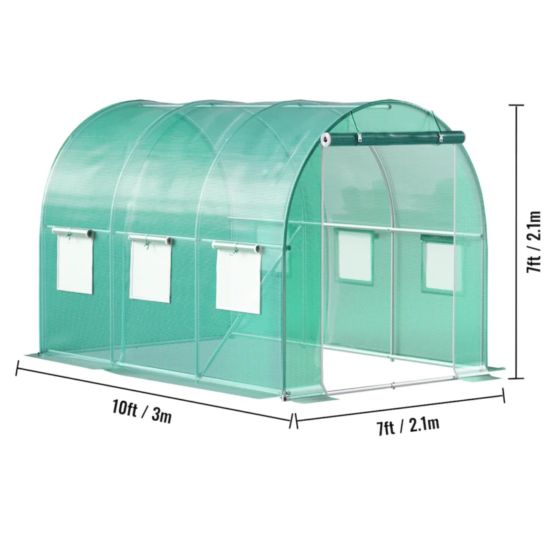 Walk-in Tunnel Greenhouse 9.58x6.43x6.23ft Galvanized Frame PE Cover White - Image 10