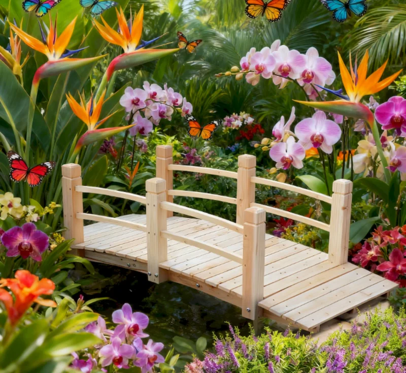 Wooden Garden Bridge Arc Footbridge - Image 6