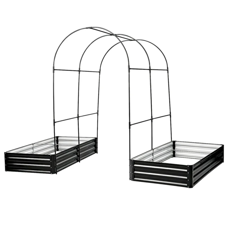 Raised Garden Bed with Arch Trellis, 2 Pack Metal Planter Boxes with Garden Arch, Outdoor Garden Planter for Climbing Plants Vegetables Flowers - Image 2