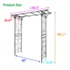 Metal Garden Arch L80.3'' x W20.47'' x H81.1'' Climbing Plants Support Rose Arch Outdoor Black - Image 10