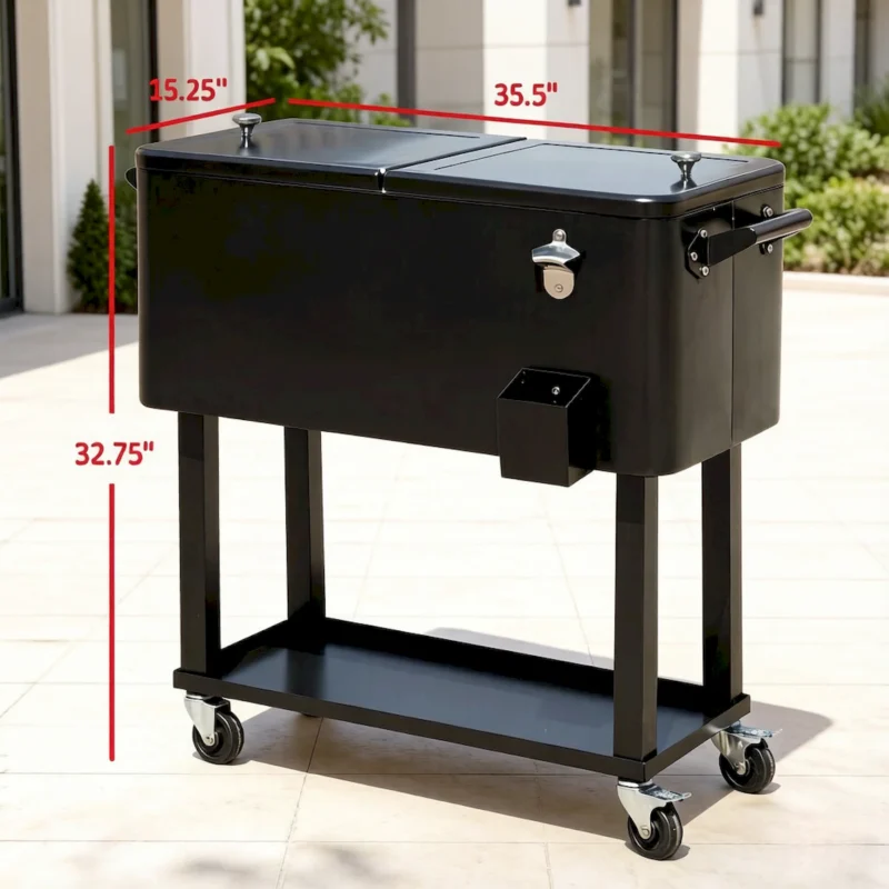 Outdoor Drink Cooler Cart,Mobile Cooling Bins,Ice Chest - Image 8