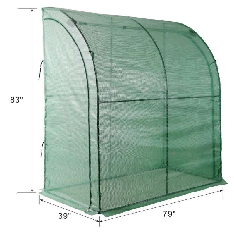 3 Tier Lean-To Portable Greenhouse, Heavy Duty Indoor Outdoor Garden Greenhouse with Wire Shelves, 2 Roll-Up Zipper Doors, Easy Assembly, 79"x39"x83", PE Weatherproof Cover - Image 4