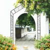 Metal Garden Arch L56.3'' x W16.93'' x H94.5'' Climbing Plants Support Rose Arch Outdoor Black - Image 9