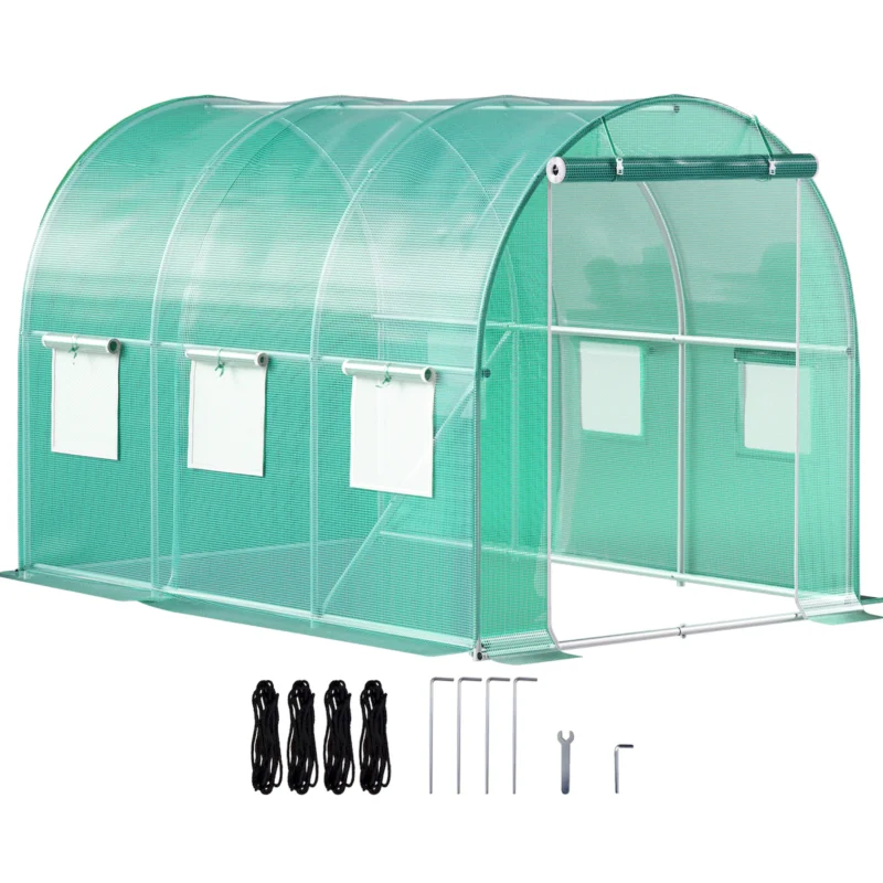 Walk-in Tunnel Greenhouse 9.58x6.43x6.23ft Galvanized Frame PE Cover White - Image 2