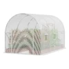 Walk-in Tunnel Greenhouse 19.36x9.68x7.4ft Galvanized Frame PE Cover Green - Image 2