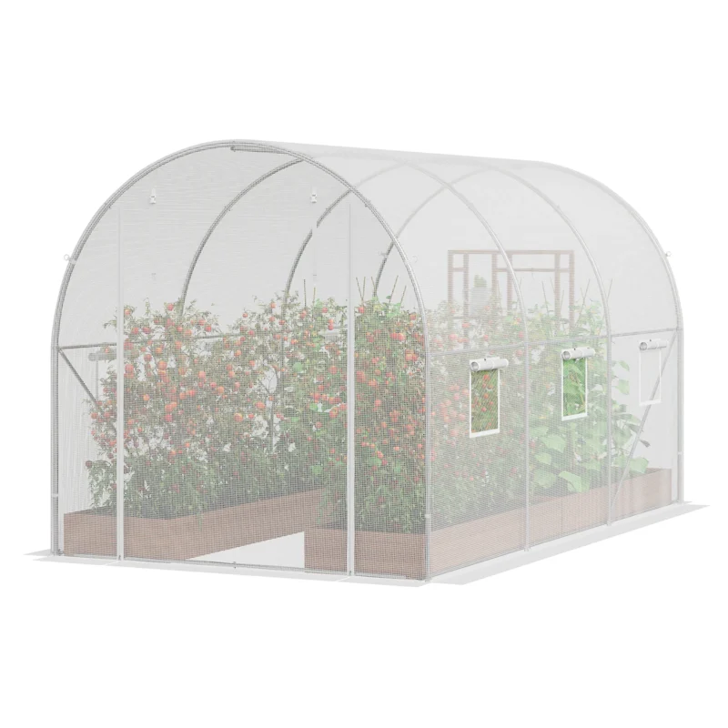 Walk-in Tunnel Greenhouse 19.36x9.68x7.4ft Galvanized Frame PE Cover Green - Image 2
