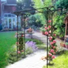 Metal Garden Arch L80.3'' x W20.47'' x H81.1'' Climbing Plants Support Rose Arch Outdoor Black - Image 2