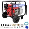 Gas Engine Powered Water Pump 3" inlet&outlet, Flow:264Gpm , 7HP Engine 212CC, EPA Certificated, 3in NPT Connector, 3in to 2in coupler 2in1, 50 ft Discharge Hose, 12 ft Suction Hose, Wheels and Handle  - Image 8
