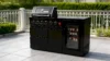 65-Inch 4-Burner 72000 BTU Deluxe Stainless Steel Propane Gas Outdoor Kitchen Bar Barbecue Island Grill + Wine Cooler Compact Refrigerator + Marble Countertops 
