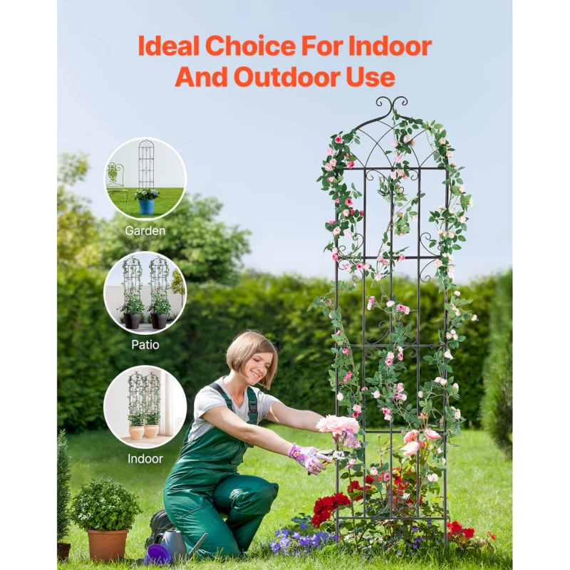 4 Packs Metal Garden Trellis for Climbing Plant Support 87x20 in Rustproof - Image 6