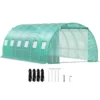 Walk-in Tunnel Greenhouse, 20 x 10 x 7 ft Portable Plant Hot House w/ Galvanized Steel Hoops, 3 Top Beams, Diagonal Poles, 2 Zippered Doors & 12 Roll-up Windows, Green - Image 2