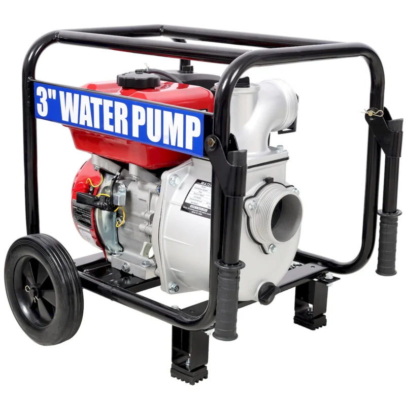 Gas Engine Powered Water Pump 3" inlet&outlet, Flow:264Gpm , 7HP Engine 212CC, EPA Certificated, 3in NPT Connector, 3in to 2in coupler 2in1, 50 ft Discharge Hose, 12 ft Suction Hose, Wheels and Handle  - Image 7
