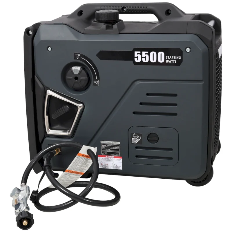 Super quiet Inverter Generator 5.5KW portable generator electric&remote start, foldable handle with wheels, 224cc 4 stroke EPA compliant, Gas&LPG Dual Fuel, With CO Sensor for more safety using  - Image 10