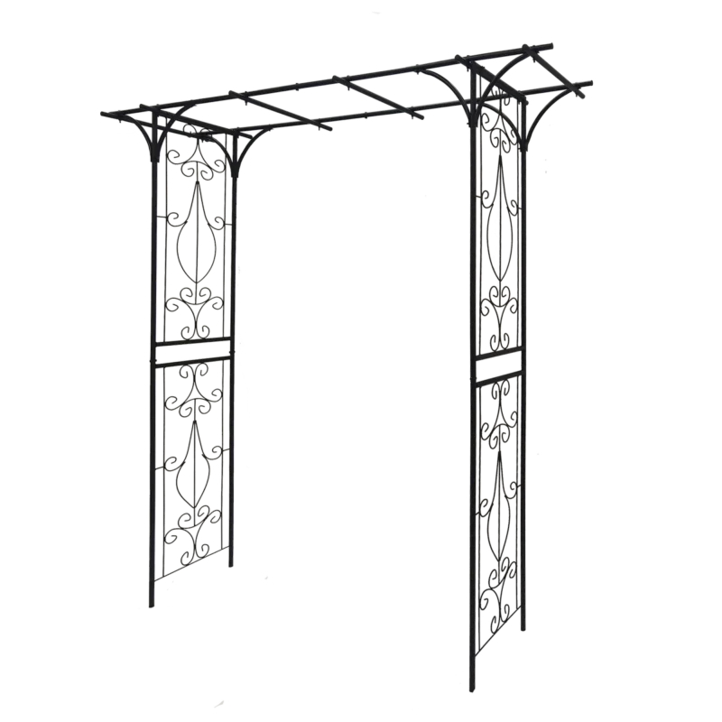 Metal Garden Arch L80.3'' x W20.47'' x H81.1'' Climbing Plants Support Rose Arch Outdoor Black - Image 11