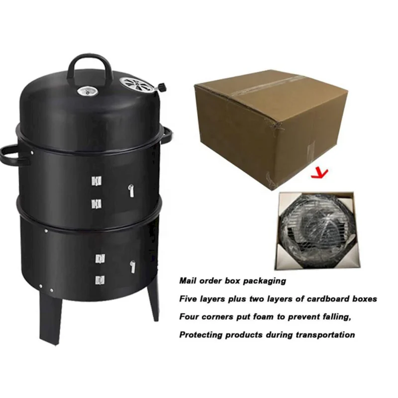 Outdoor double-layer grill, charcoal wood fired braising and smoking stove  - Image 2