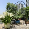 Metal Garden Arch L42.24'' x W17.52'' x H85.82'' Climbing Plants Support Rose Arch Outdoor Black - Image 3