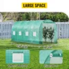 Walk-in Tunnel Greenhouse, 14.8 x 6.6 x 6.6 ft Portable Plant Hot House w/ Galvanized Steel Hoops, 1 Top Beam, Diagonal Poles, Zippered Door & 8 Roll-up Windows, Green - Image 3