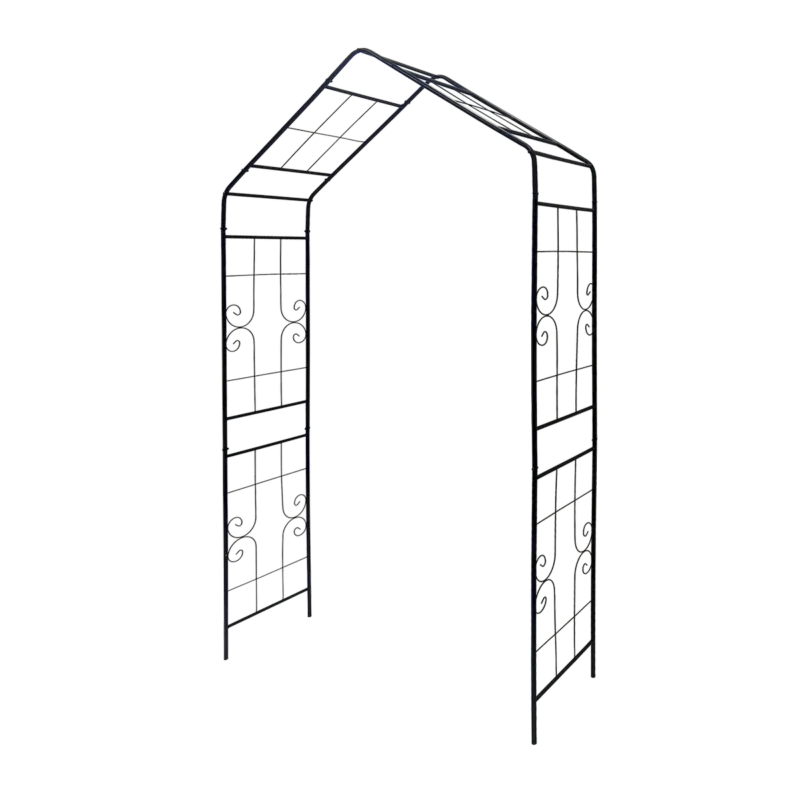 Metal Garden Arch L56.3'' x W16.93'' x H94.5'' Climbing Plants Support Rose Arch Outdoor Black - Image 8