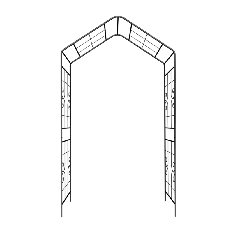 Metal Garden Arch L56.3'' x W16.93'' x H94.5'' Climbing Plants Support Rose Arch Outdoor Black - Image 7