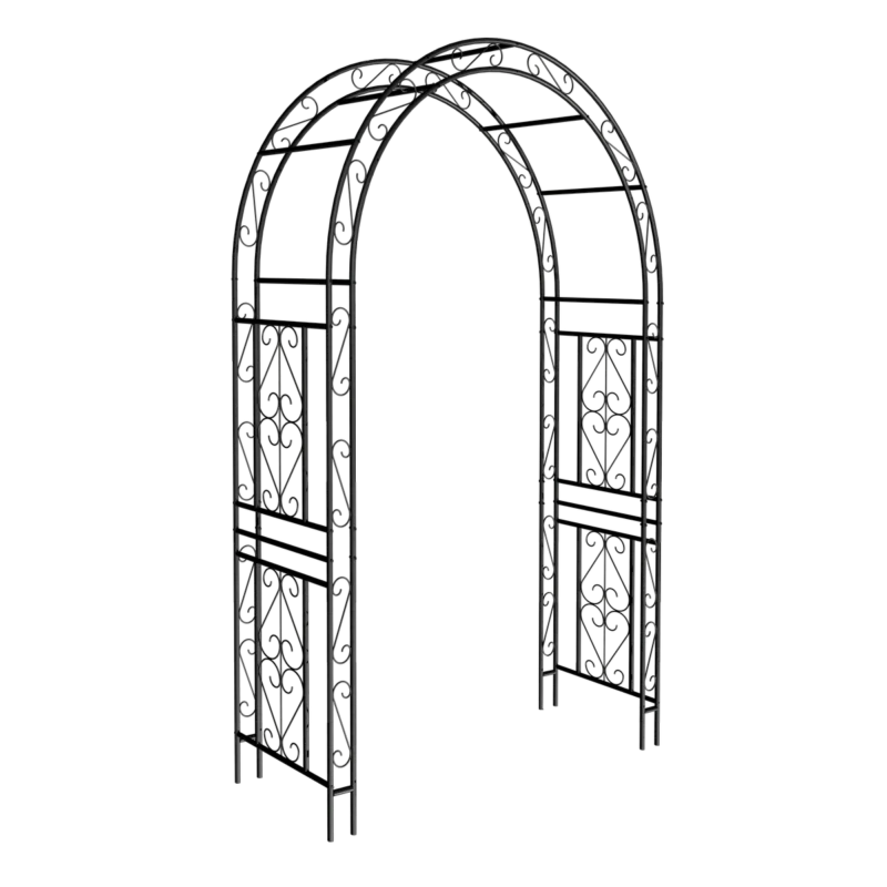 Metal Garden Arch L59'' x W17.71'' x H90.55'' Climbing Plants Support Rose Arch Outdoor Black - Image 5