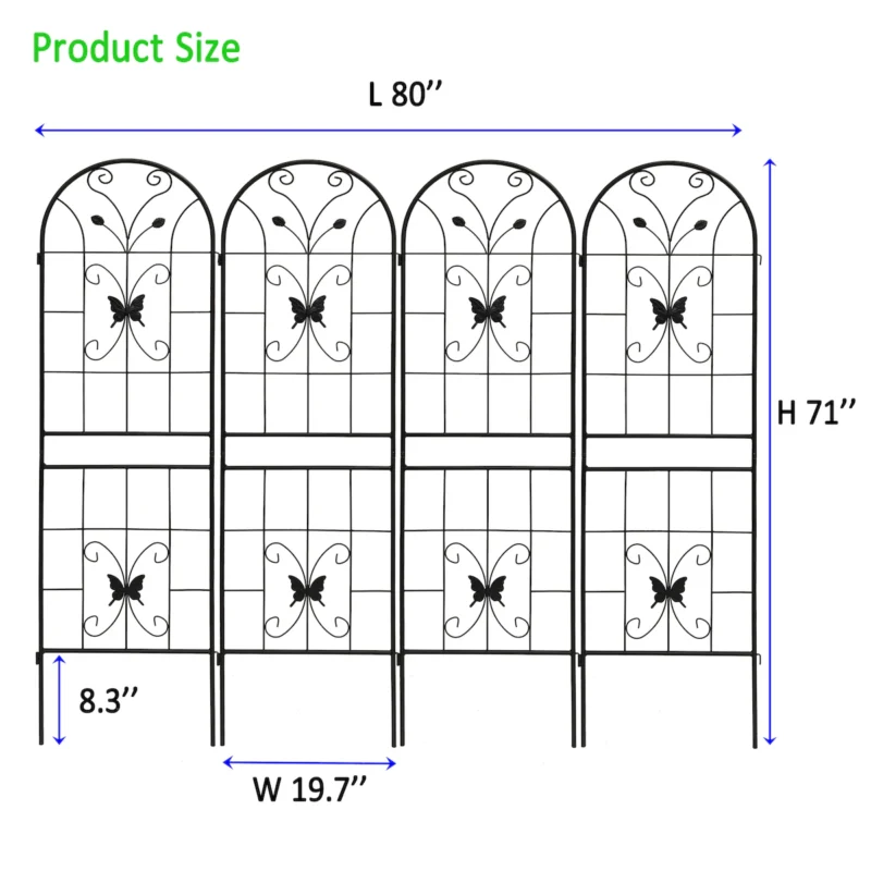 4 Pack Metal Garden Trellis 71" x 19.7" Rustproof Trellis for Climbing Plants Outdoor Flower Support Black - Image 12