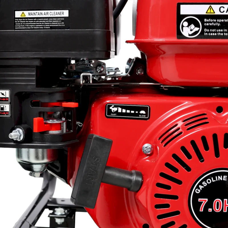 Gas Engine Powered Water Pump 3" inlet&outlet, Flow:264Gpm , 7HP Engine 212CC, EPA Certificated, 3in NPT Connector, 3in to 2in coupler 2in1, 50 ft Discharge Hose, 12 ft Suction Hose, Wheels and Handle  - Image 4