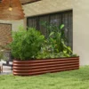 Outsunny 8' x 2' x 1.4' Galvanized Raised Garden Bed Kit, Outdoor Metal Elevated Planter Box with Safety Edging, Easy DIY Stock Tank for Growing Flowers, Herbs & Vegetables, Brown - Image 8