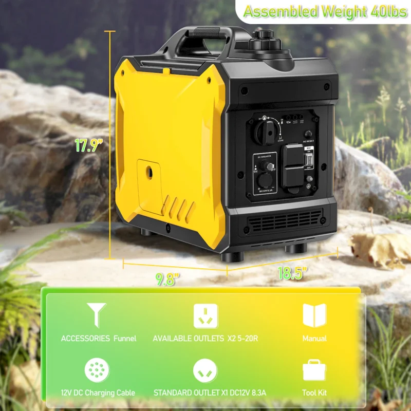 Super quiet Inverter Generator 2000w portable generator, 79.7cc ultra light EPA compliant  - Image 6