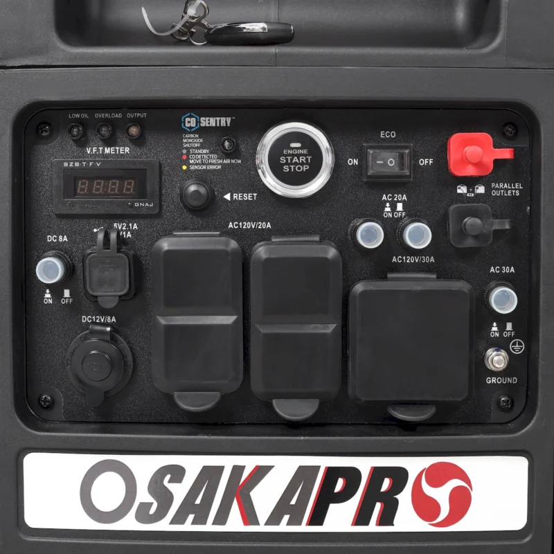 Super quiet Inverter Generator 5.5KW portable generator electric&remote start, foldable handle with wheels, 224cc 4 stroke EPA compliant, Gas&LPG Dual Fuel, With CO Sensor for more safety using  - Image 5