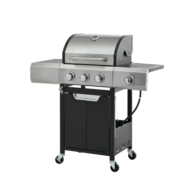 Propane Grill 3 Burner Barbecue Grill Stainless Steel Gas Grill with Side Burner and Cover for Outdoor BBQ, Camping - Image 3