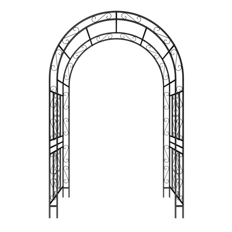 Metal Garden Arch L59'' x W17.71'' x H90.55'' Climbing Plants Support Rose Arch Outdoor Black - Image 2