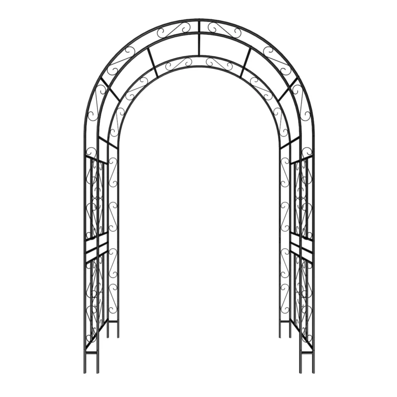 Metal Garden Arch L59'' x W17.71'' x H90.55'' Climbing Plants Support Rose Arch Outdoor Black - Image 17