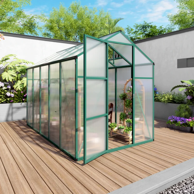 Newly marketed Gain height windproofaluminum greenhouse 6x10 FT Polycarbonate Greenhouse Raised Base and Anchor Aluminum Heavy Duty Walk-in Greenhouses for Outdoor Backyard in All Season - Image 12