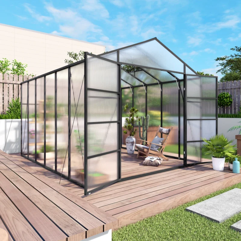 Newly marketed Gain height windproofaluminum greenhouse 10x12 FT Polycarbonate Greenhouse Raised Base and Anchor Aluminum Heavy Duty Walk-in Greenhouses for Outdoor Backyard in All Season - Image 11